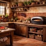 transformez votre cuisine en une authentique trattoria italienne avec un four à pizza ooni et du carrelage terracotta pour une ambiance chaleureuse et conviviale.